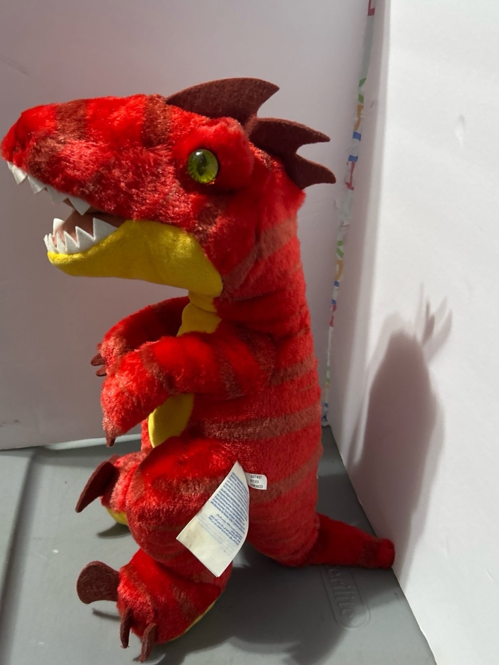 Build-A-Bear Red and Yellow Striped Dinosaur Plush